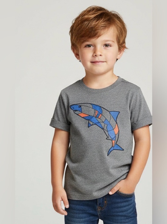 Hanna Andersson Other - Hanna Andersson Gray Tee with Blue & Orange Shark Graphic | Size 100 (4)